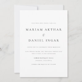 Invitación Simple y Elegante Guión Boda en Blanco y Negro