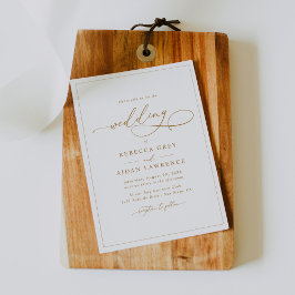 Invitación Simple y elegante guión de caligrafía de oro blanc