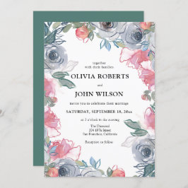 Invitación Simple y elegante matrimonio de flores silvestres