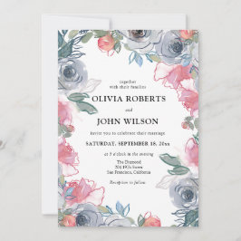 Invitación Simple y elegante matrimonio de flores silvestres
