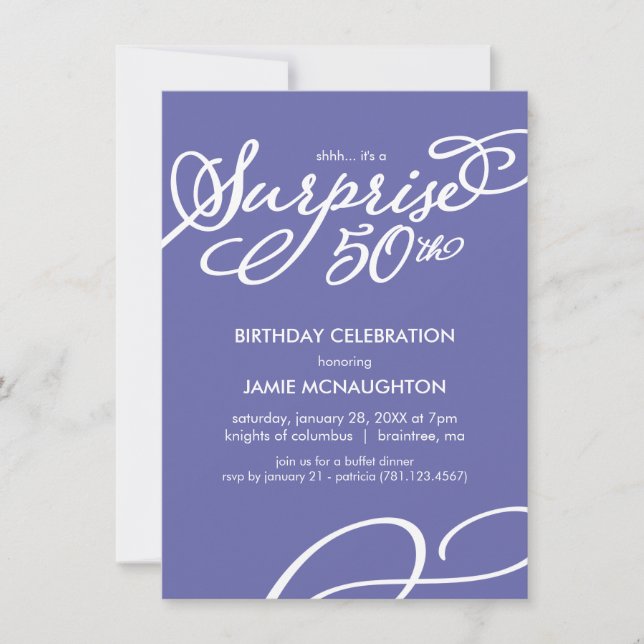 Invitación Simple y Elegante para Cumpleaños 50 (Anverso)