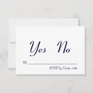 Invitación Simple y elegante respuesta de RSVP en azul marino