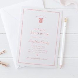 Invitación Simple y elegante tipografía Baby Shower rosa