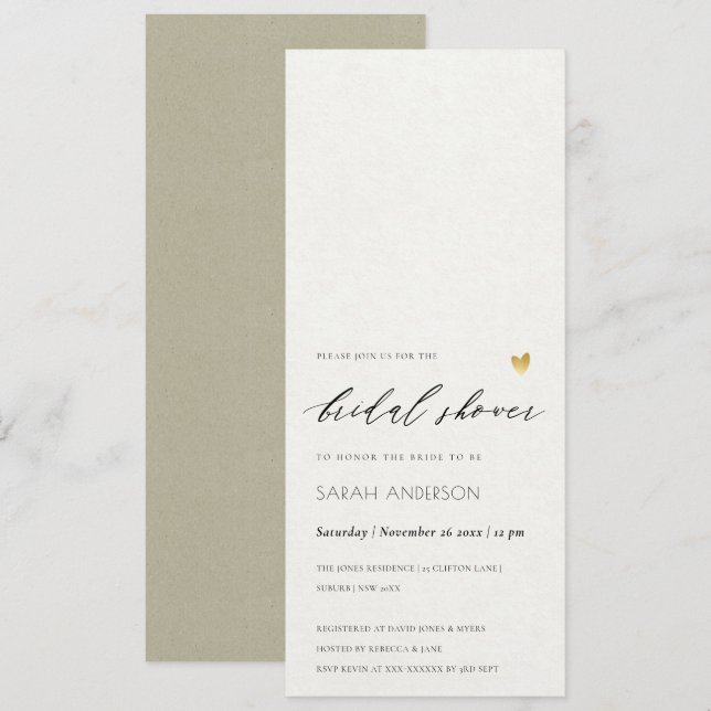 INVITACIÓN SIMPLE Y ELEGANTE TIPOGRAFÍA DE BARRIL DE ORO (Anverso / Reverso)