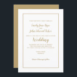 Invitación Simple y elegante tipografía de oro y Boda de cuad<br><div class="desc">Diseño boda minimalista con tipografía y marco dorado con texto fácilmente personalizado,  y el oro continúa al revés. Los colores del fondo y del texto pueden cambiarse si así lo desea.</div>