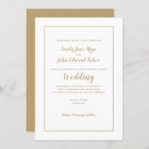 Invitación Simple y elegante tipografía de oro y Boda de cuad