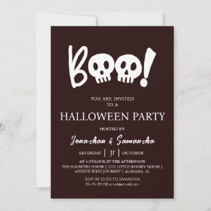 Invitación Simple y espeluznante Boo Skull Halloween Party