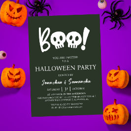 Invitación Simple y espeluznante Boo Skull Halloween Party