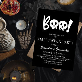 Invitación Simple y espeluznante Boo Skull Halloween Party