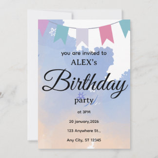 Invitación simple y linda para fiesta de cumpleaño