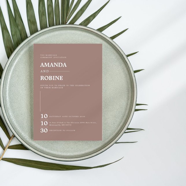 Invitación Simple y Minimalista boda elegante marrón (Subido por el creador)