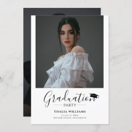 Invitación Simple y moderna 2 Photo Graduation Party
