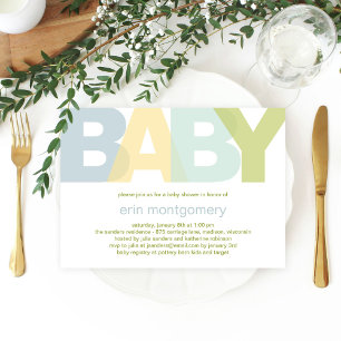 Invitación simple y moderna a Baby Shower - Chico