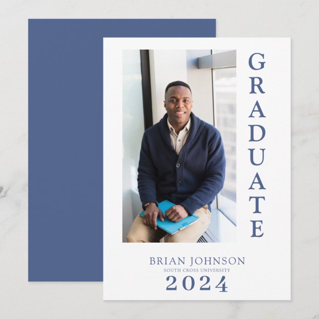 Invitación simple y moderna de graduación fotográf (Anverso / Reverso)