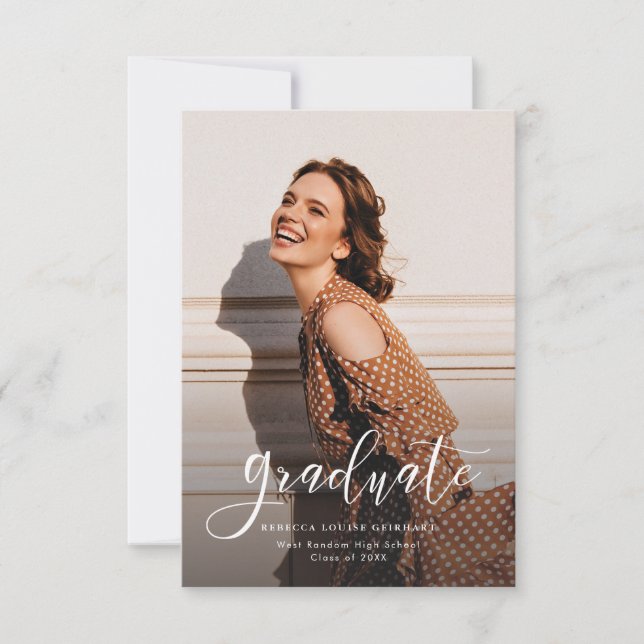 Invitación simple y moderna de graduación fotográf (Anverso)
