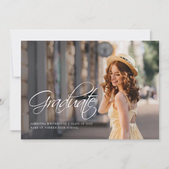 Invitación simple y moderna de graduación fotográf (Anverso)