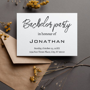 Invitación Simple y moderna fiesta de solteros blancos y negr