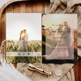 Invitación Simple y moderna foto boda superpuesta Guardar la 