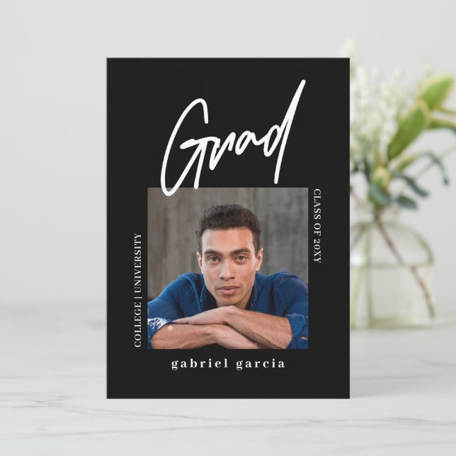 Invitación Simple y moderna foto de la fiesta de graduación n (Anverso de pie)
