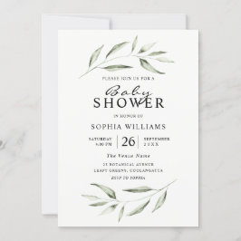 Invitación Simple y moderna hoja de verde Baby Shower