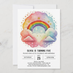 Invitación Simple y moderna Nubes Chica Cumpleaños
