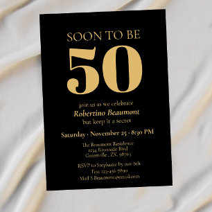 Invitación Simple y moderna Oro Sorpresa 50 cumpleaños fiesta