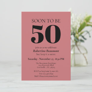 Invitación Simple y moderna sorpresa roja 50 cumpleaños