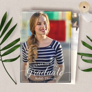 Invitación Simple y moderna tipografía Foto fiesta de graduac