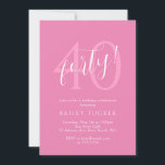 Invitación Simple y moderno 40 años de color rosa para las mu<br><div class="desc">Esta invitación de 40 años presenta un audaz "cuarenta" en una moderna letra manuscrita. Haga clic en el botón personalizar para obtener más flexibilidad en la modificación del texto. En nuestra tienda, zazzle.com/store/doodlelulu, podrá encontrar variantes de este diseño, colores adicionales y productos de coordinación. Contáctenos si necesita este diseño aplicado...</div>