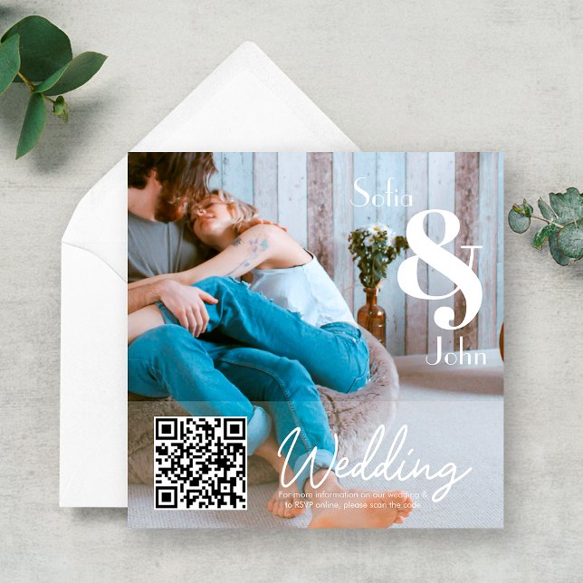Invitación Simple y moderno Boda de fotos de código QR RSVP (Subido por el creador)