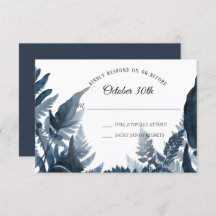 Simple y moderno bosque Fern Blue and White RSVP