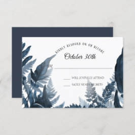 Invitación Simple y moderno bosque Fern Blue and White RSVP