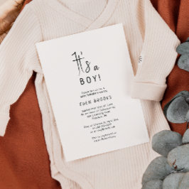 Invitación Simple Y Moderno Neutral Es Un Niño! Baby Shower