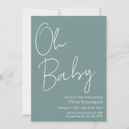 Invitación Simple y moderno Oh Baby Sage Green Baby Shower