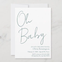 Invitación Simple y moderno Oh Baby Sage Green Baby Shower