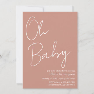 Invitación Simple y moderno Oh bebé Rosa Rubor Baby Shower