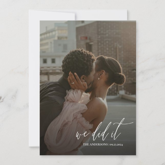 Invitación Simple Y Moderno Script Lo Hicimos Boda Foto (Anverso)