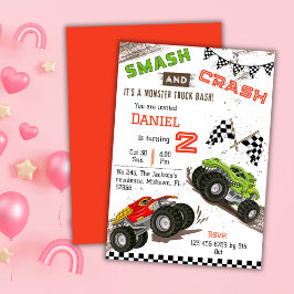 Invitación Simple y monótono muchacho de camión monstruo de 2