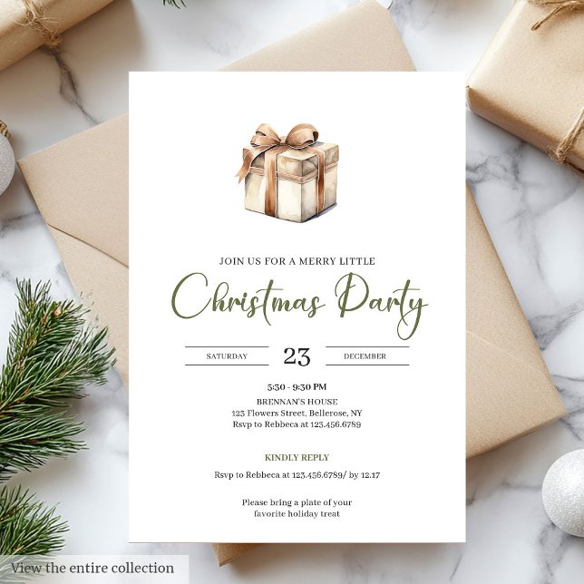 Invitación simple y neutral de Navidad escandinava (Simple Neutral Beige Scandinavian Christmas Invite)