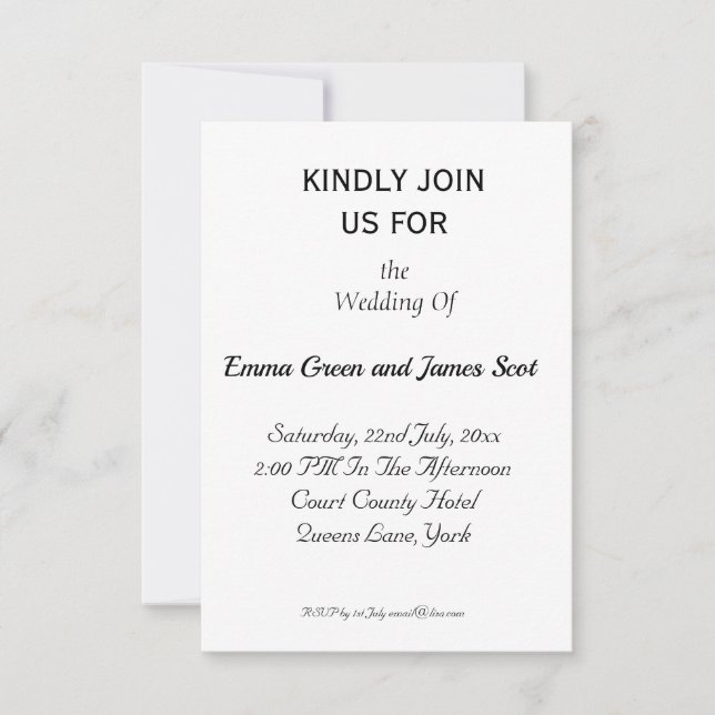 Invitación simple y personalizada de casamiento se (Anverso)