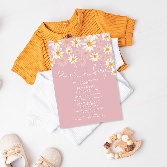 Invitación simple y rústica a Baby Shower Daisy (Subido por el creador)
