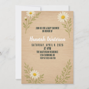 Invitación simple y rústica a Baby Shower Daisy