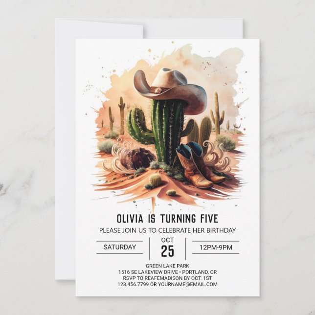 Invitación Simple y salvaje cumpleaños de Cowboy Occidental (Anverso)