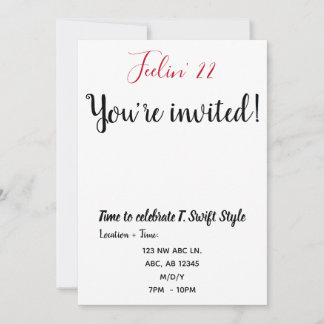 Invitación simple y sencilla para cumpleaños 22