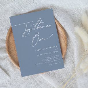 Invitación Simple y turbio azul unido como un Boda de guiones