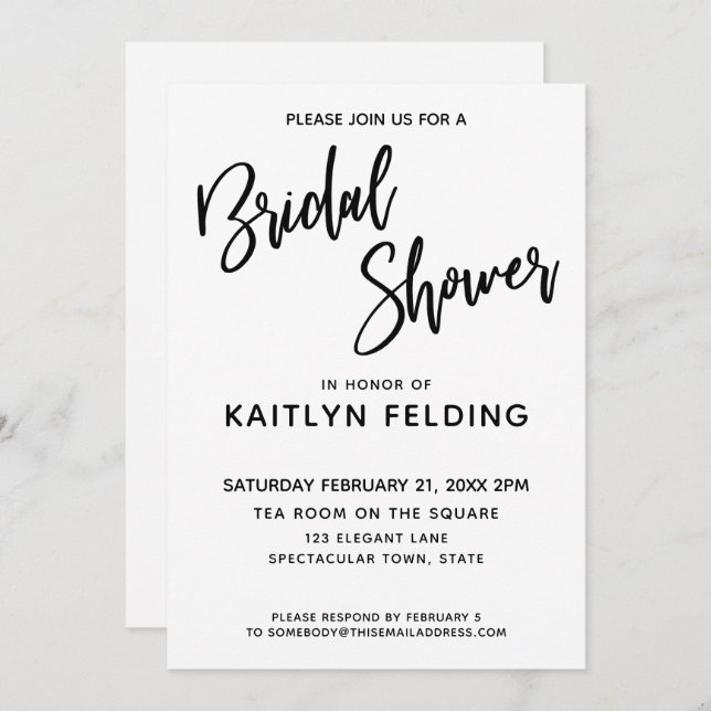 Invitación Simple y versátil ducha de novias para escritura a (Anverso / Reverso)