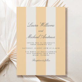 Invitación Simple Yellow and White Cabana Stripes Wedding
