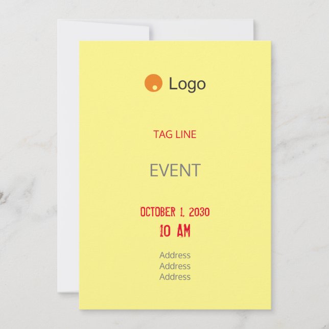 Invitación Simple Yellow Corporate (Anverso)