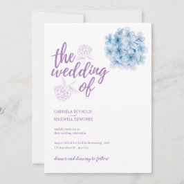 Invitación Simplemente acuarela azul hidrangea Boda