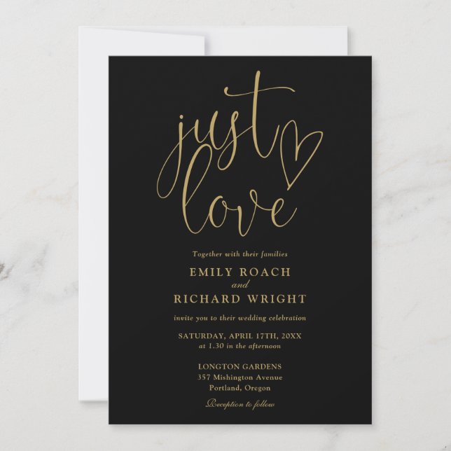Invitación Simplemente Amo El Código QR Moderno Negro Y Boda  (Anverso)